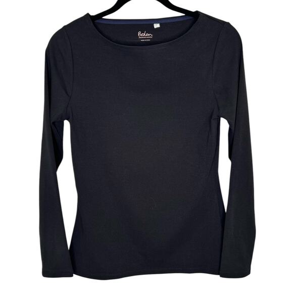 Boden Essential Black Stretch Knit Scoop Neck Long Sleeve Tee - Picture 1 of 5
